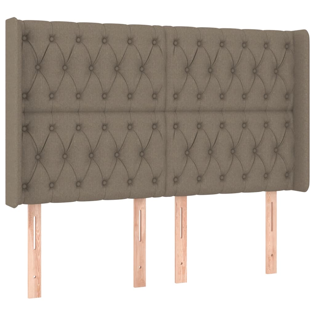 Krevet box spring s madracem LED smeđesivi 140x190 cm tkanina