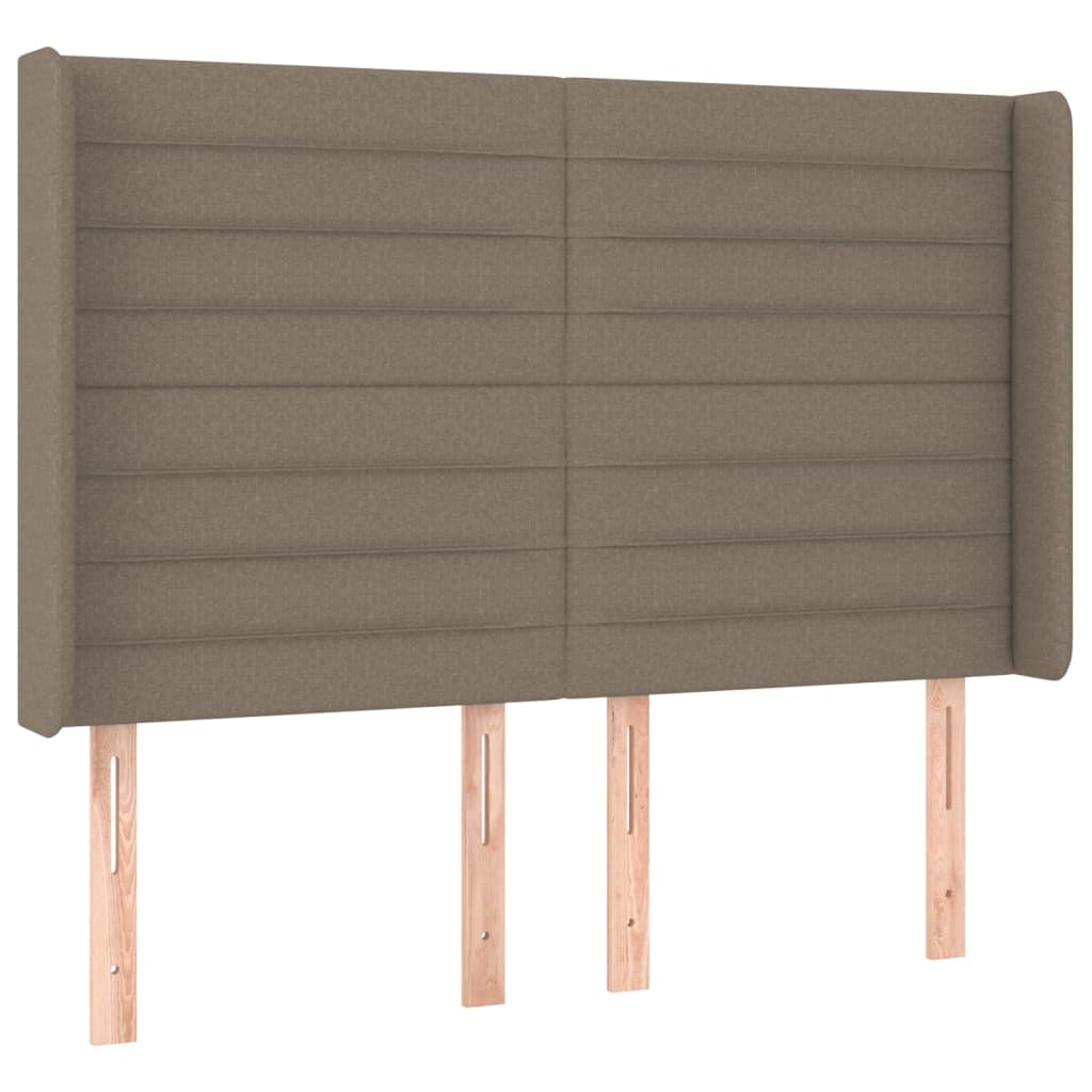 Krevet box spring s madracem LED smeđesivi 140x190 cm tkanina