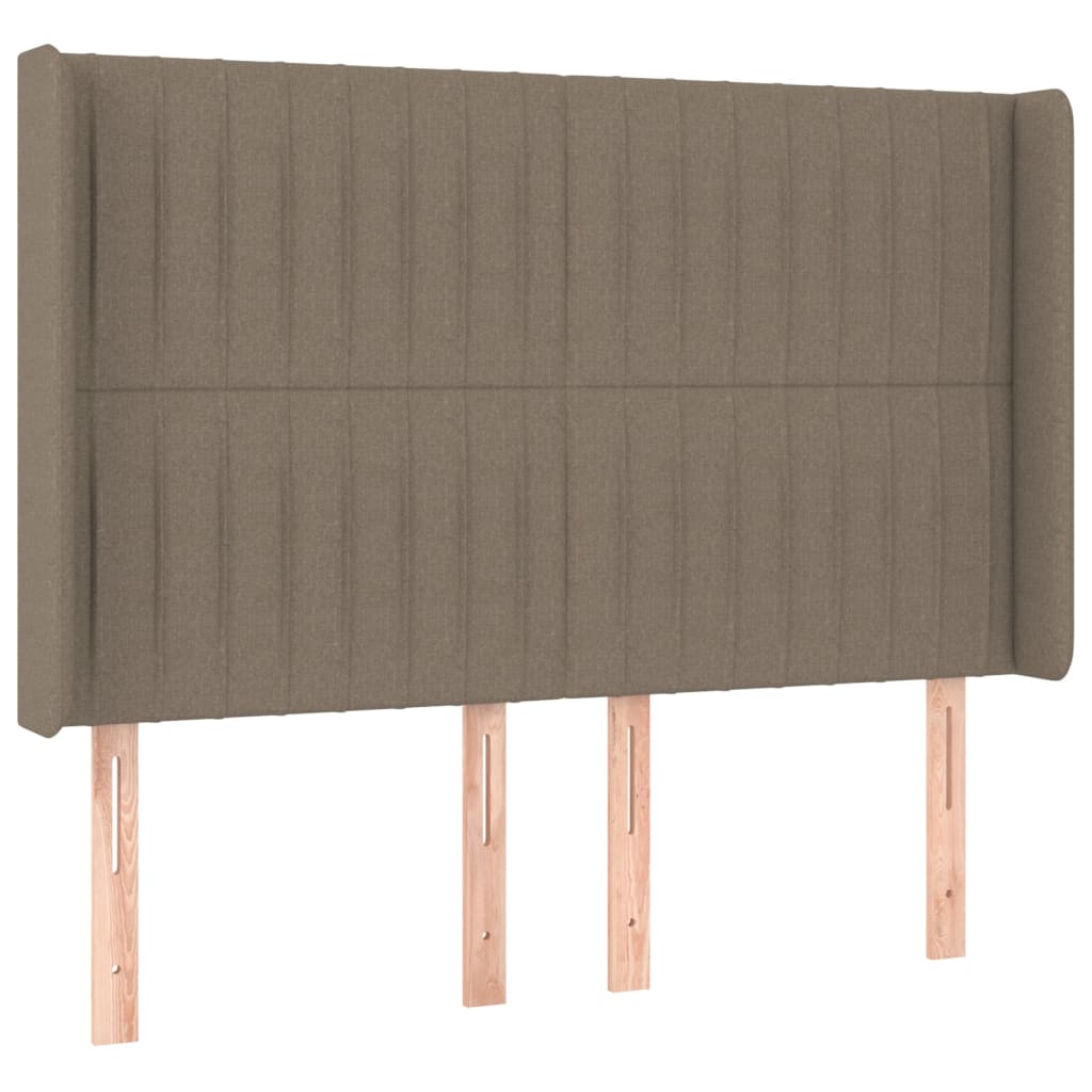 Krevet box spring s madracem LED smeđesivi 140x190 cm tkanina
