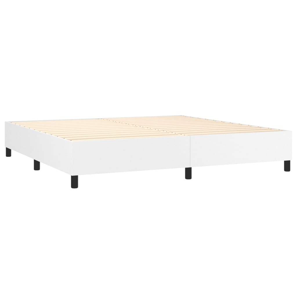 Krevet box spring s madracem LED bijeli 200x200 cm umjetna koža
