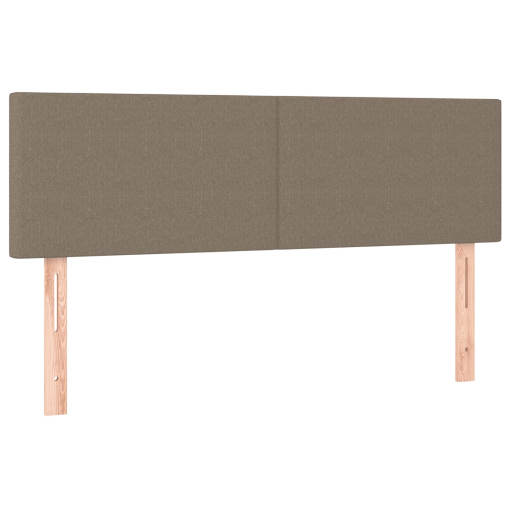 Krevet box spring s madracem LED smeđesivi 140x190 cm tkanina