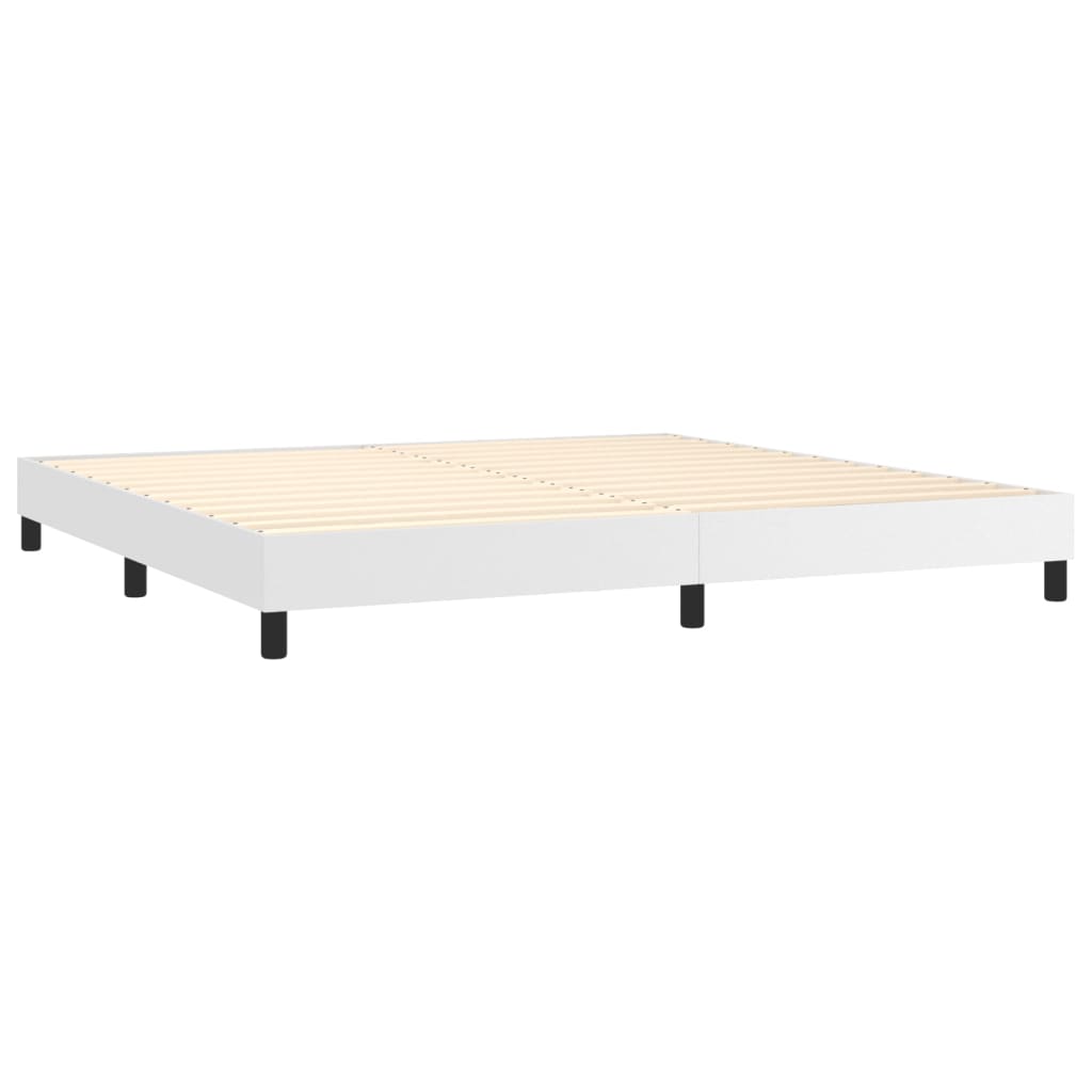 Krevet box spring s madracem LED bijeli 200x200 cm umjetna koža