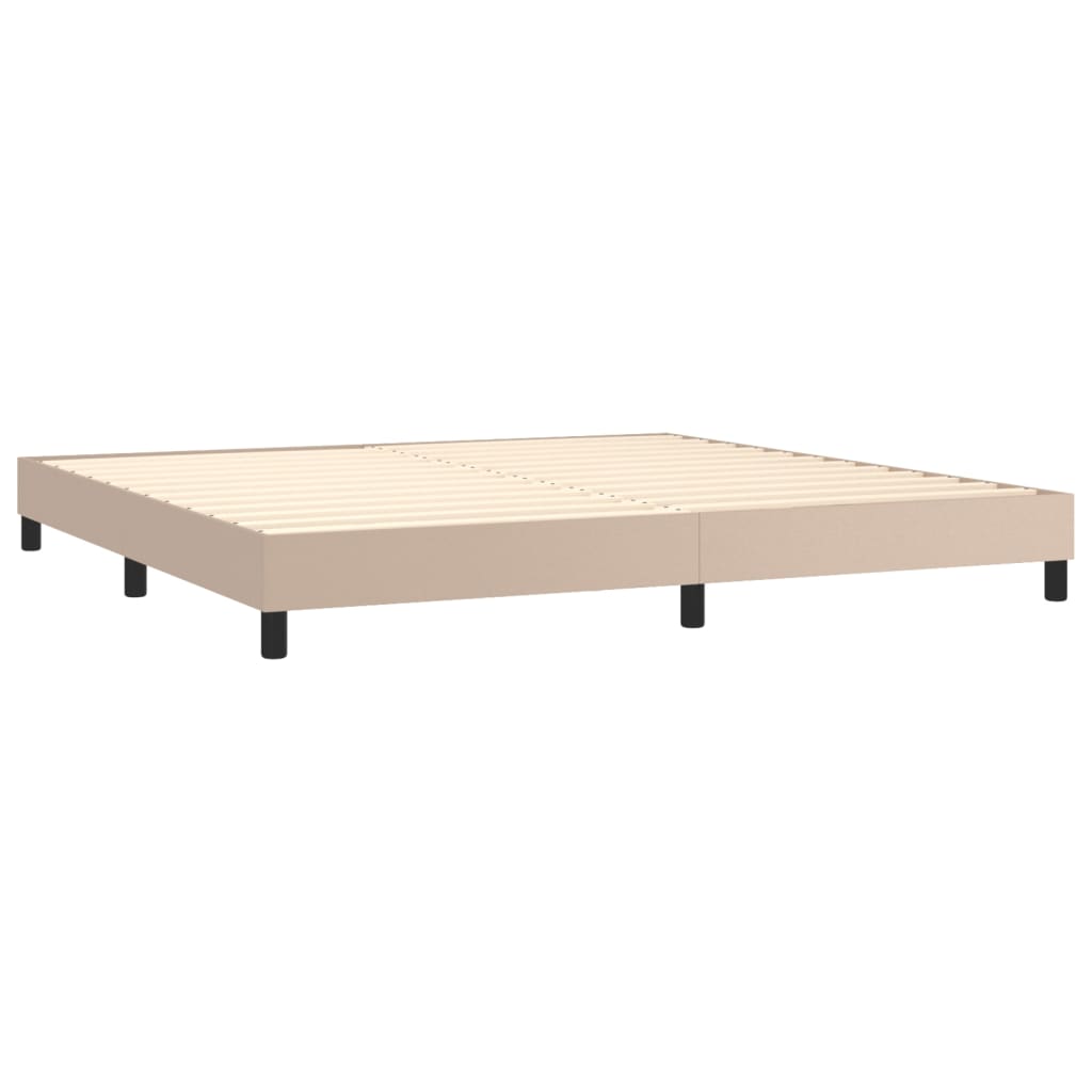 Krevet box spring madrac LED cappuccino 200x200cm umjetna koža