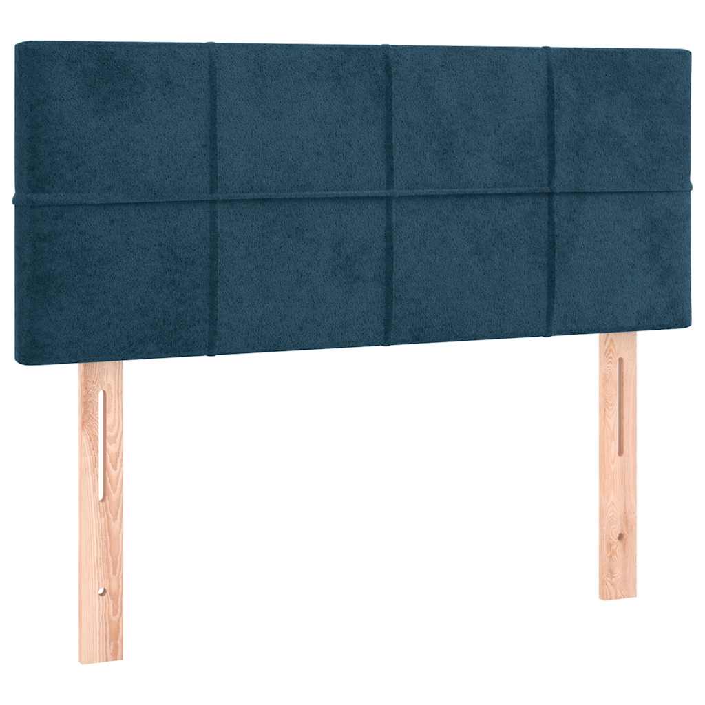 Krevet box spring s madracem LED tamnoplavi 80 x 200 cm baršun