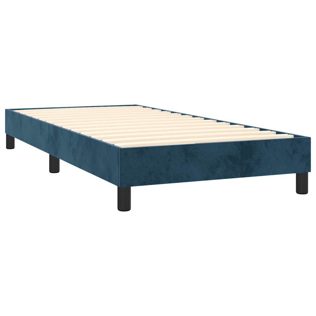 Krevet box spring s madracem LED tamnoplavi 80 x 200 cm baršun
