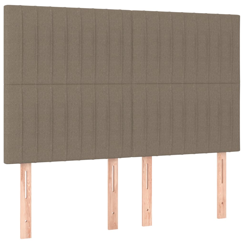 Krevet box spring s madracem LED smeđesivi 140x190 cm tkanina