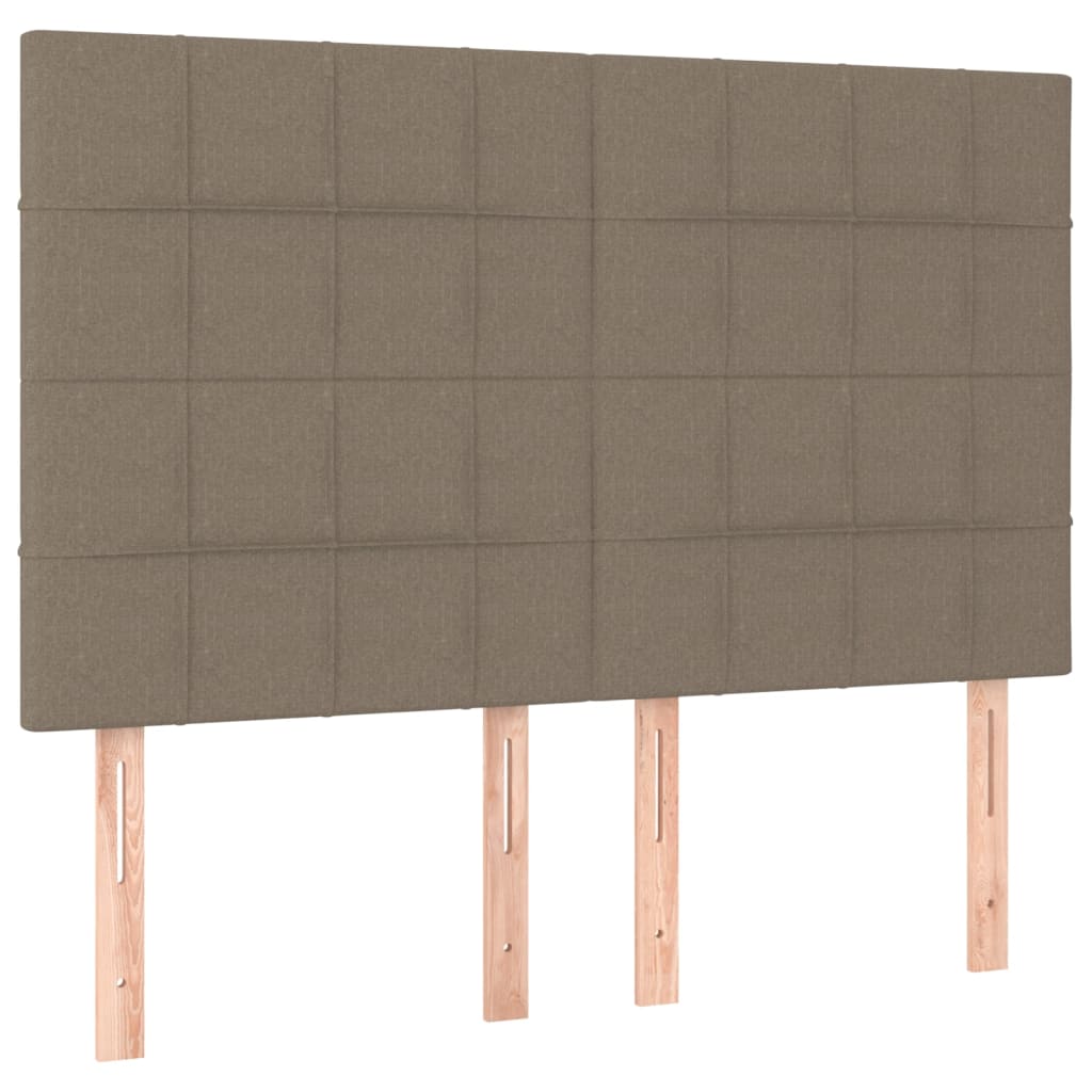 Krevet box spring s madracem LED smeđesivi 140x190 cm tkanina