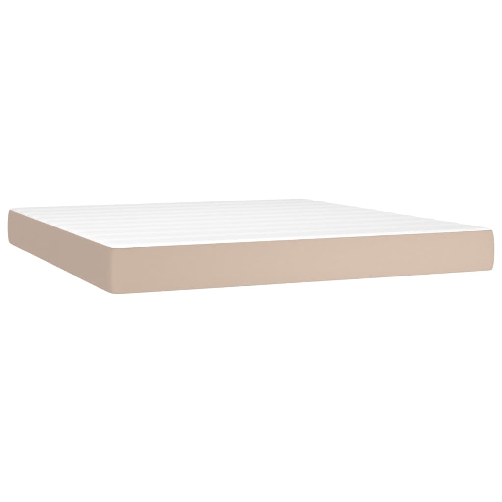 Krevet box spring madrac LED cappuccino 160x200cm umjetna koža