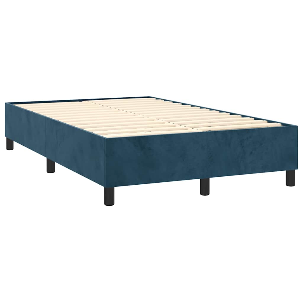 Krevet box spring s madracem LED tamnoplavi 120x200 cm baršun