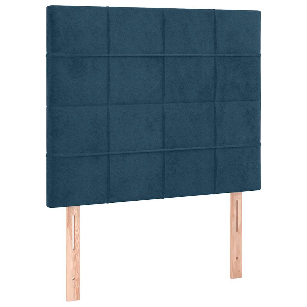 Krevet box spring s madracem LED tamnoplavi 80 x 200 cm baršun