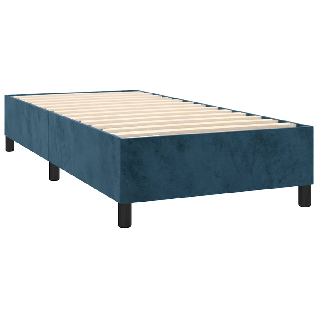 Krevet box spring s madracem LED tamnoplavi 80 x 200 cm baršun