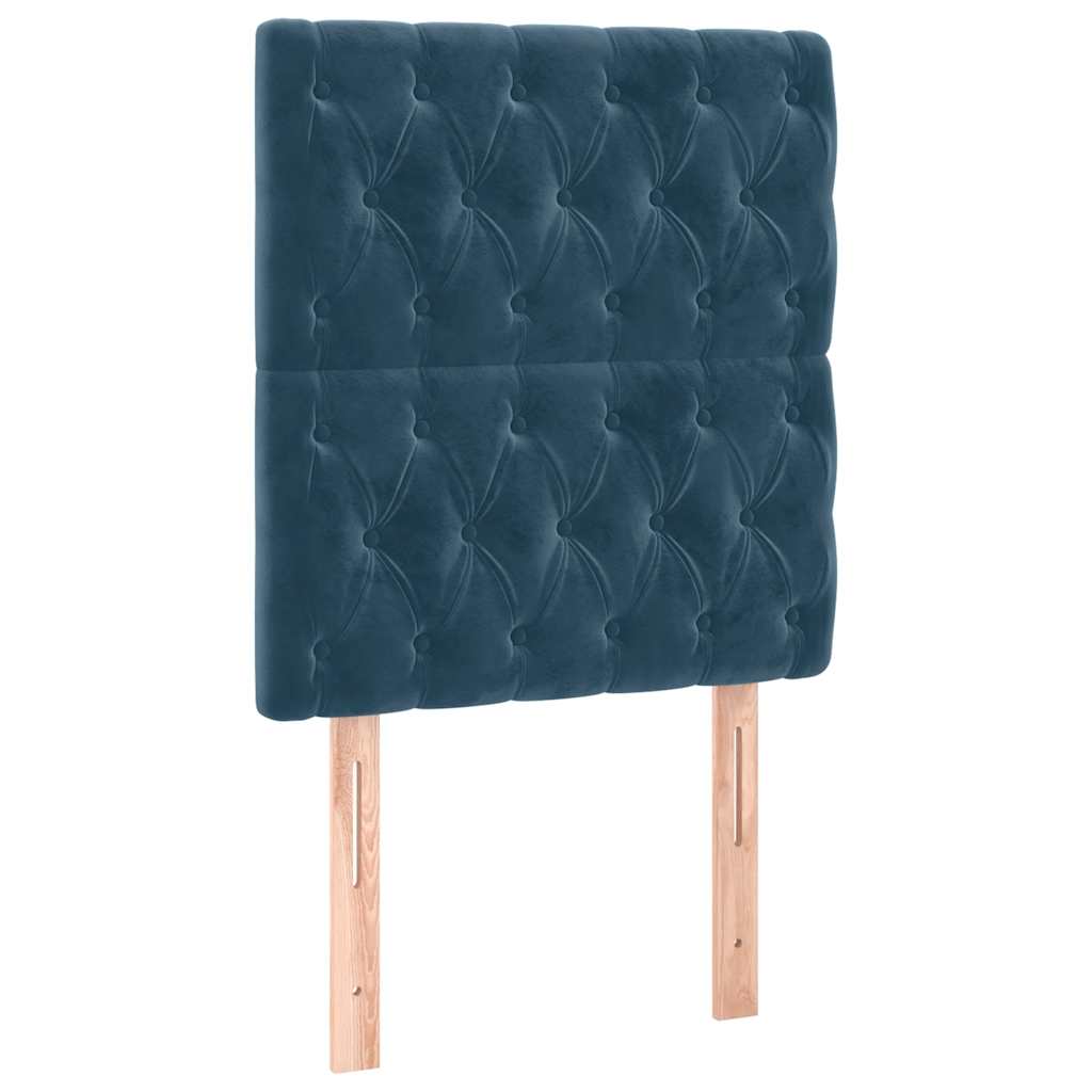Krevet box spring s madracem LED tamnoplavi 80 x 200 cm baršun