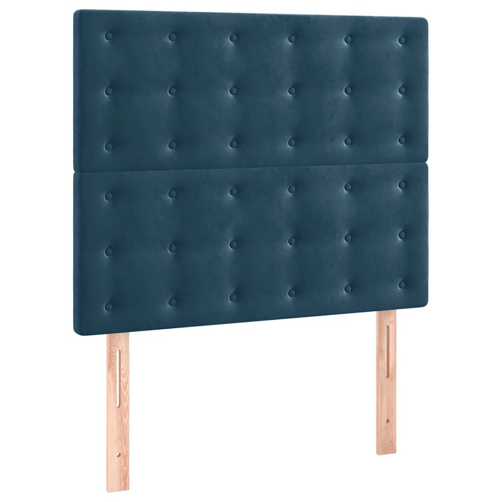 Krevet box spring s madracem LED tamnoplavi 120x200 cm baršun
