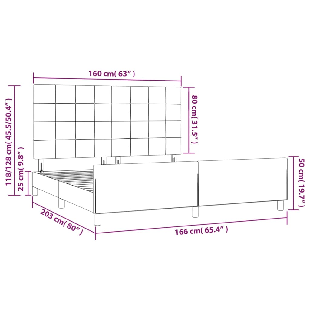 Okvir za krevet bez madraca svjetlosivi 160 x 200 cm od tkanine