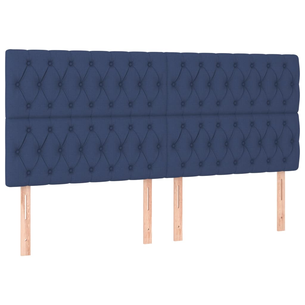 Okvir za krevet s uzglavljem plavi 200 x 200 cm od tkanine