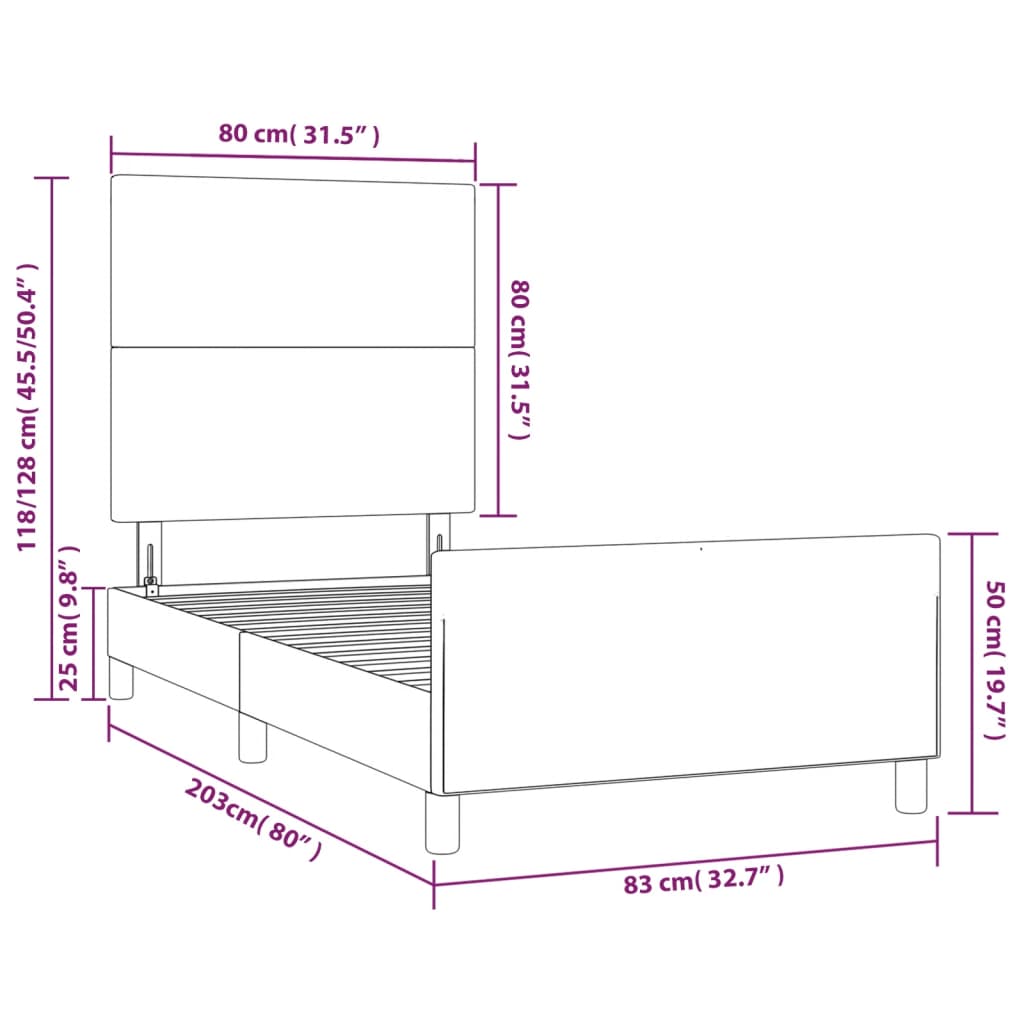 Okvir za krevet s uzglavljem krem 80 x 200 cm od umjetne kože