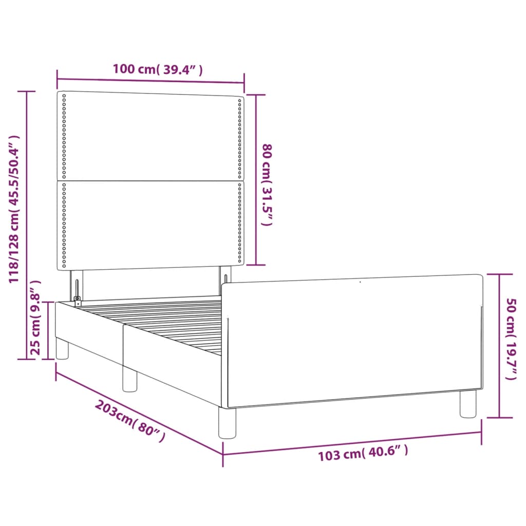 Okvir za krevet s uzglavljem bijeli 100x200 cm od umjetne kože