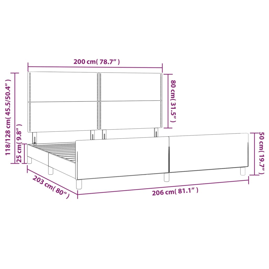 Okvir za krevet s uzglavljem bijeli 200x200 cm od umjetne kože