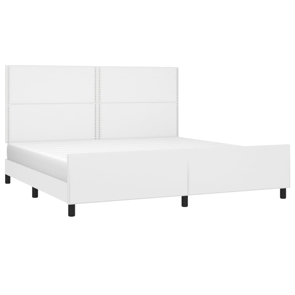 Okvir za krevet s uzglavljem bijeli 200x200 cm od umjetne kože