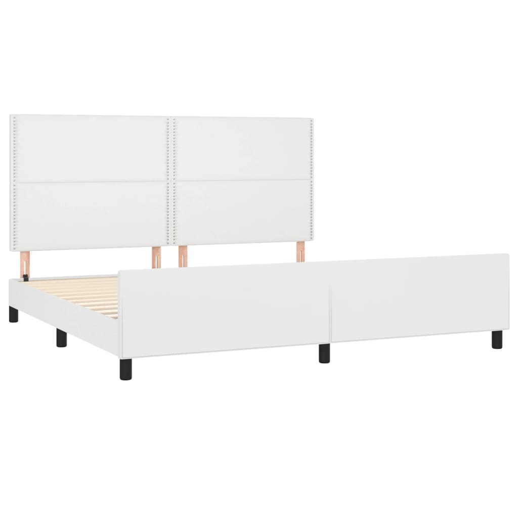 Okvir za krevet s uzglavljem bijeli 200x200 cm od umjetne kože