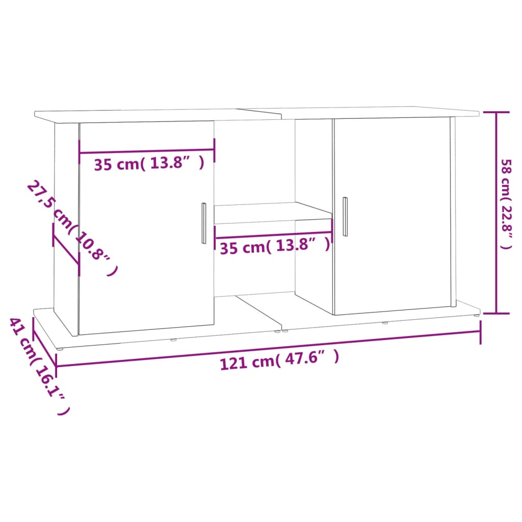 Stalak za akvarij Sonoma hrast 121x41x58 cm Konstruirano drvo