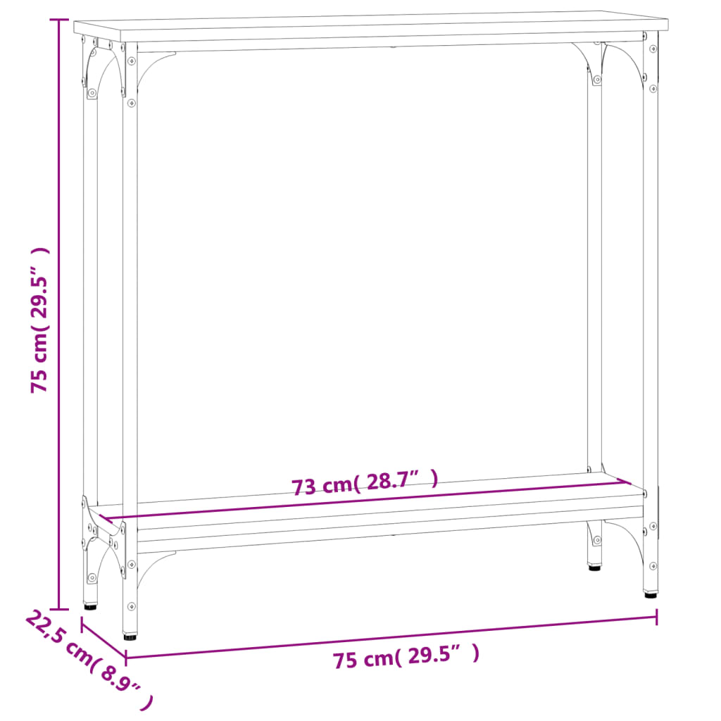Konzolni stol smeđa boja hrasta 75x22,5x75 cm konstruirano drvo
