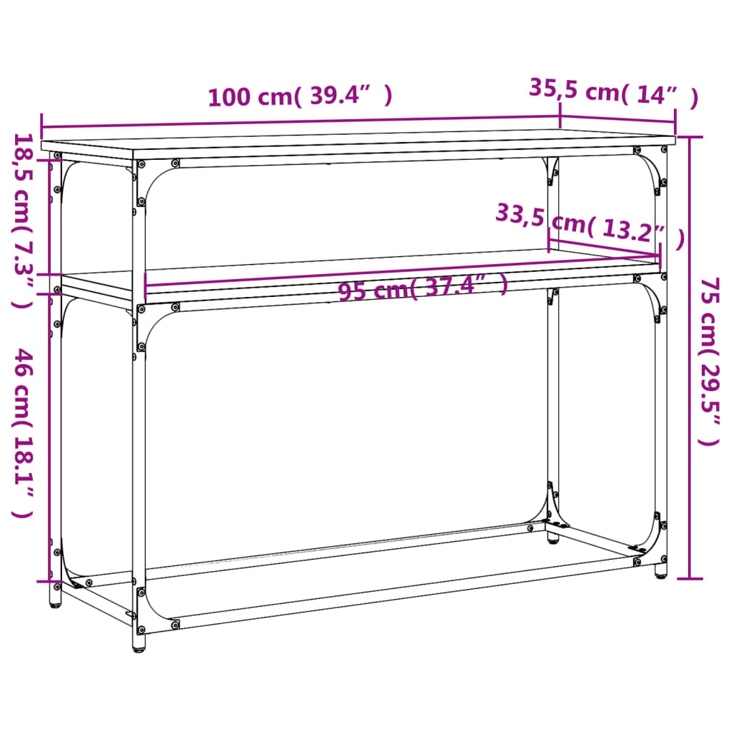 Konzolni stol crni 100 x 35,5 x 75 cm od konstruiranog drva