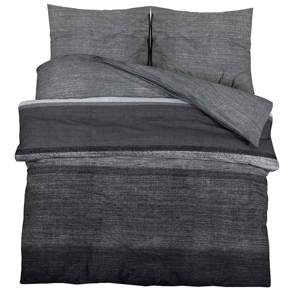 Set posteljine za poplun tamnosivi 260 x 240 cm pamučni