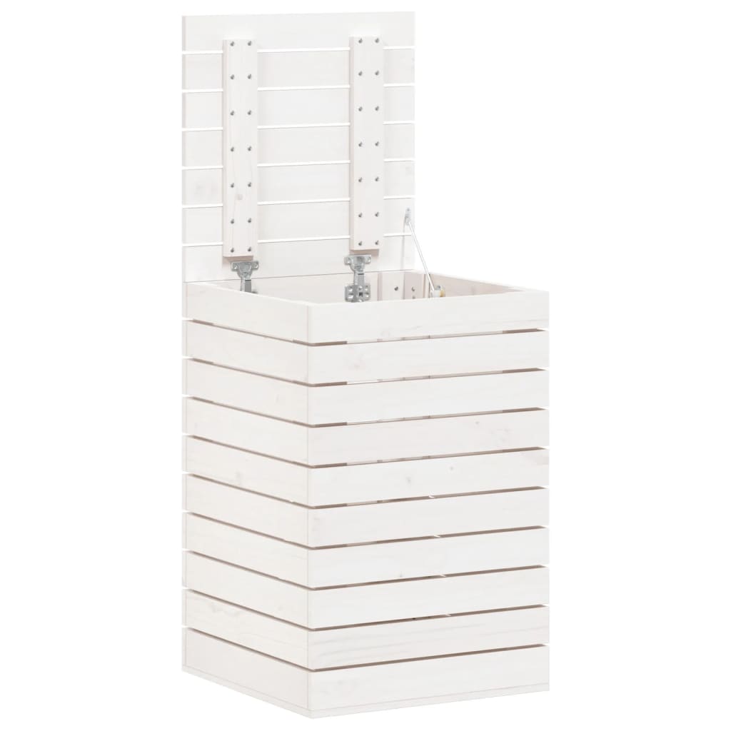 Košara za rublje bijela 44x44x66 cm od masivne borovine