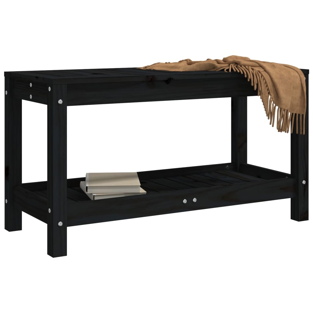 Vrtna klupa crna 82,5x35x45 cm od masivne borovine