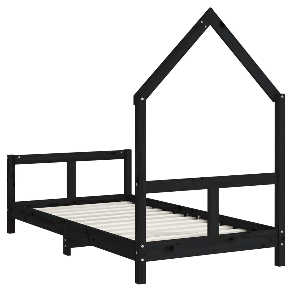 Okvir za dječji krevet crni 80 x 160 cm od masivne borovine