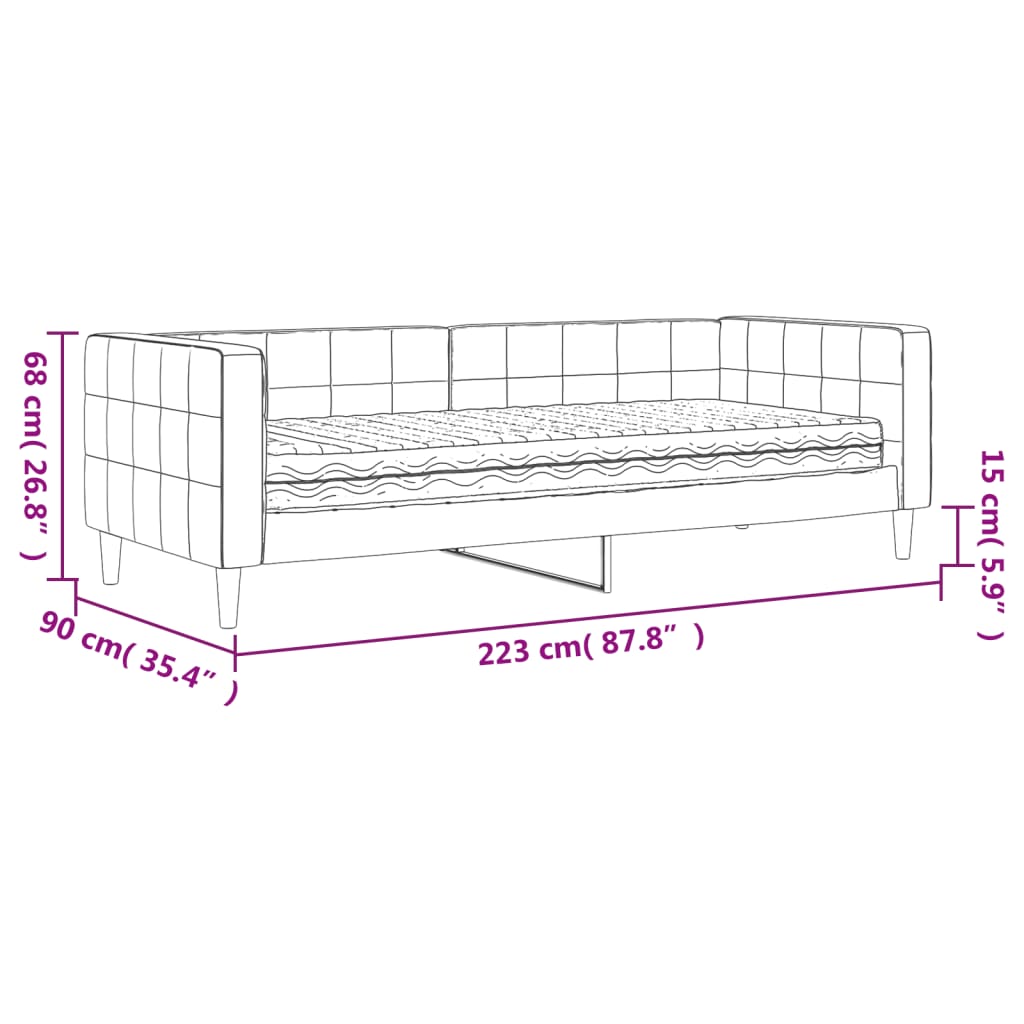 Dnevni krevet s madracem crni 80 x 200 cm baršunasti
