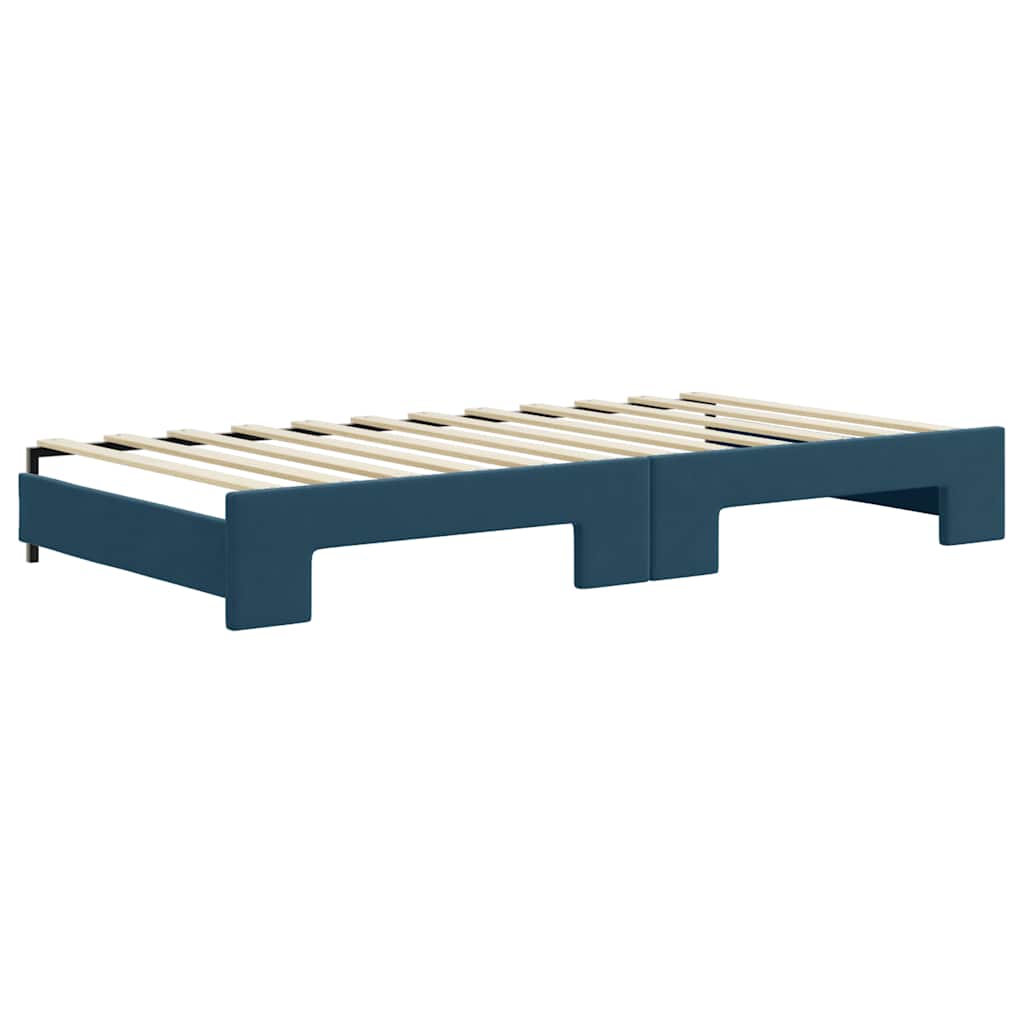 Dnevni krevet na razvlačenje plavi 100 x 200 cm baršunasti
