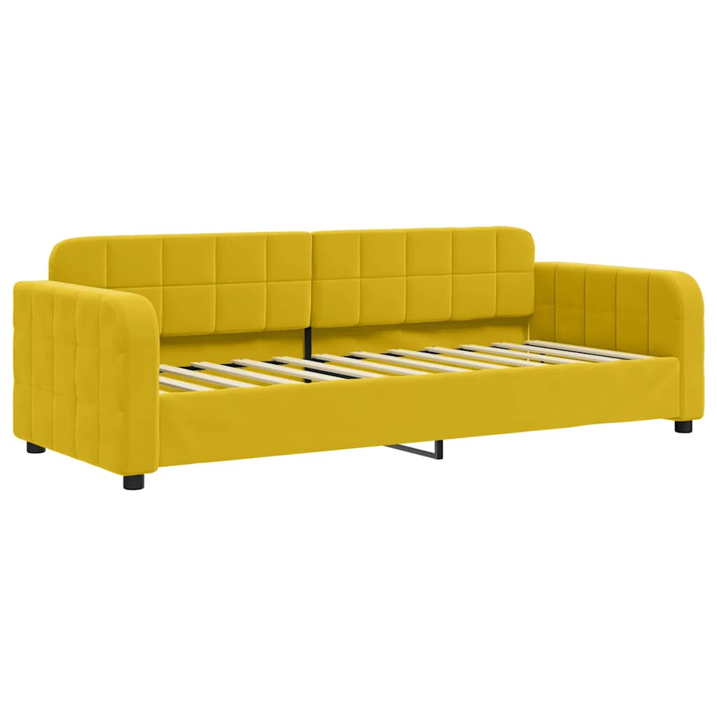 Dnevni krevet s madracem žuti 80 x 200 cm baršunasti