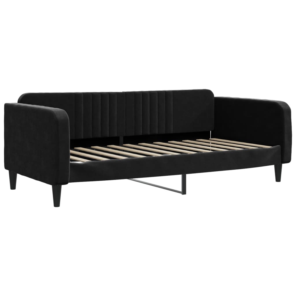 Dnevni krevet s madracem crni 100 x 200 cm baršunasti