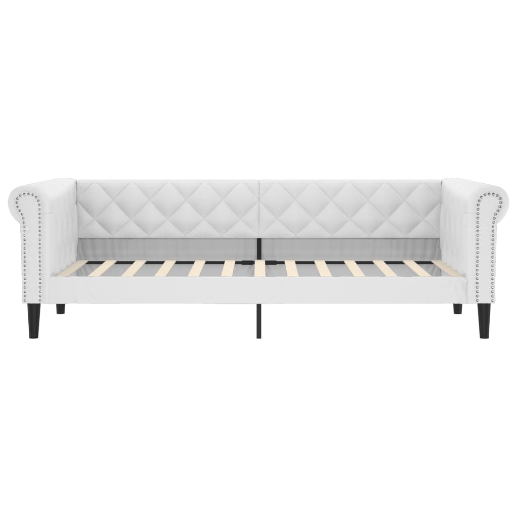 Dnevni krevet s madracem bijeli 90 x 200 cm od umjetne kože