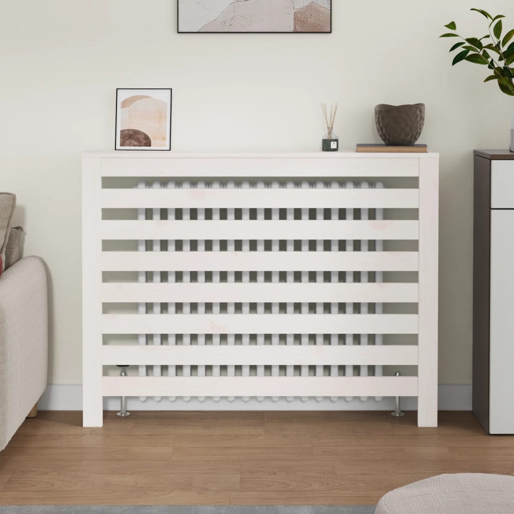 Pokrov za radijator bijeli 108,5 x 19 x 84 cm masivna borovina