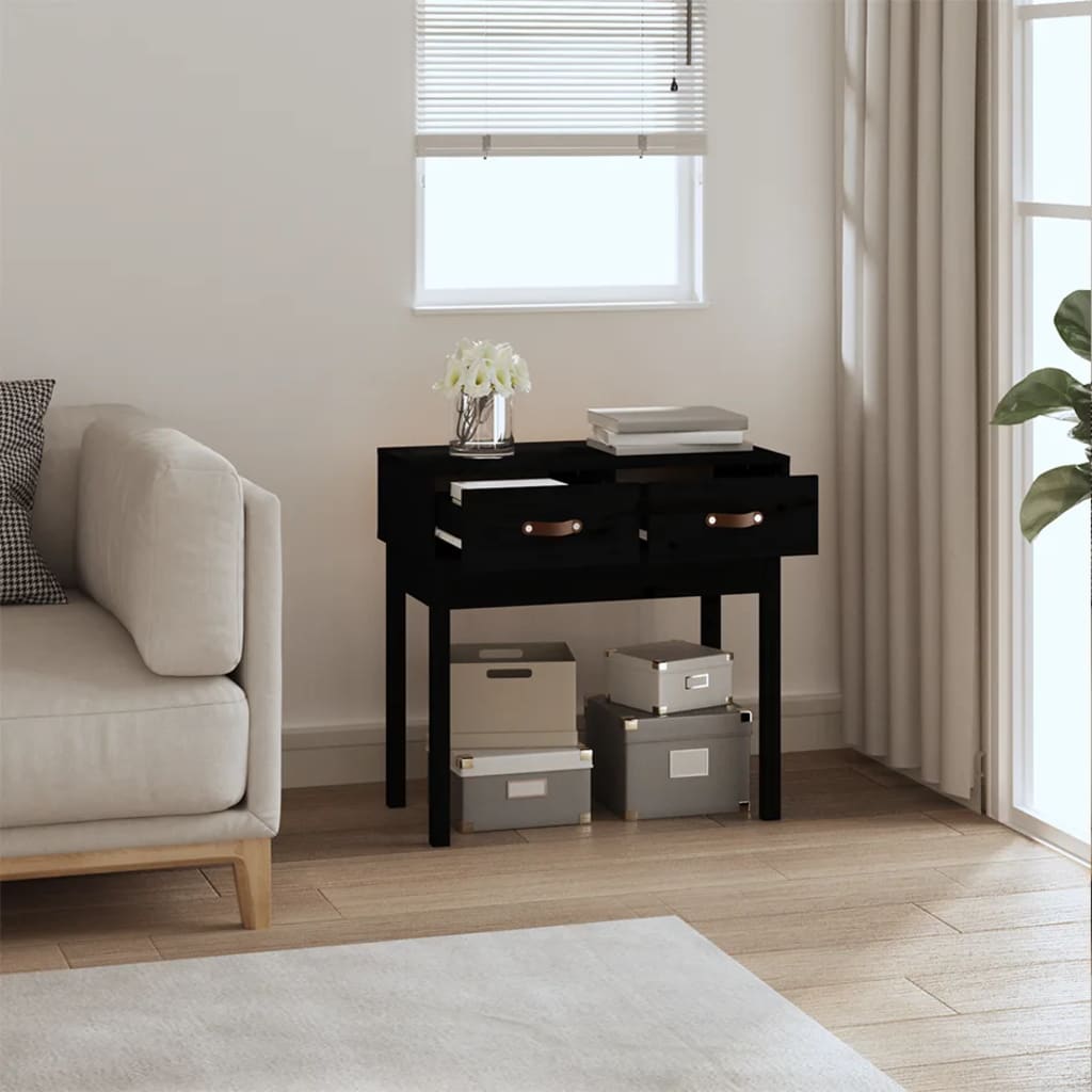 Konzolni stol crni 76,5x40x75 cm od masivne borovine