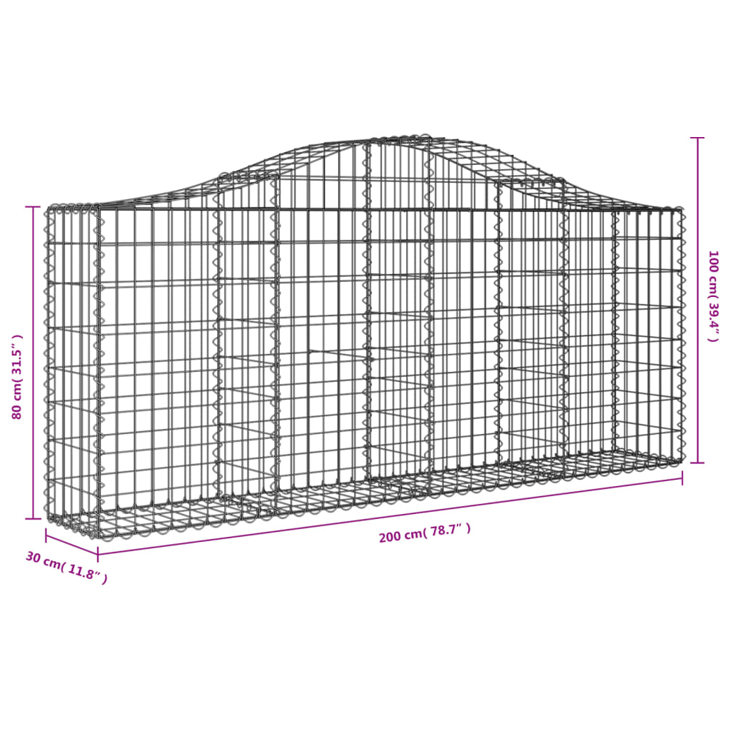 Lučne gabionske košare 20 kom 200x30x80/100cm pocinčano željezo