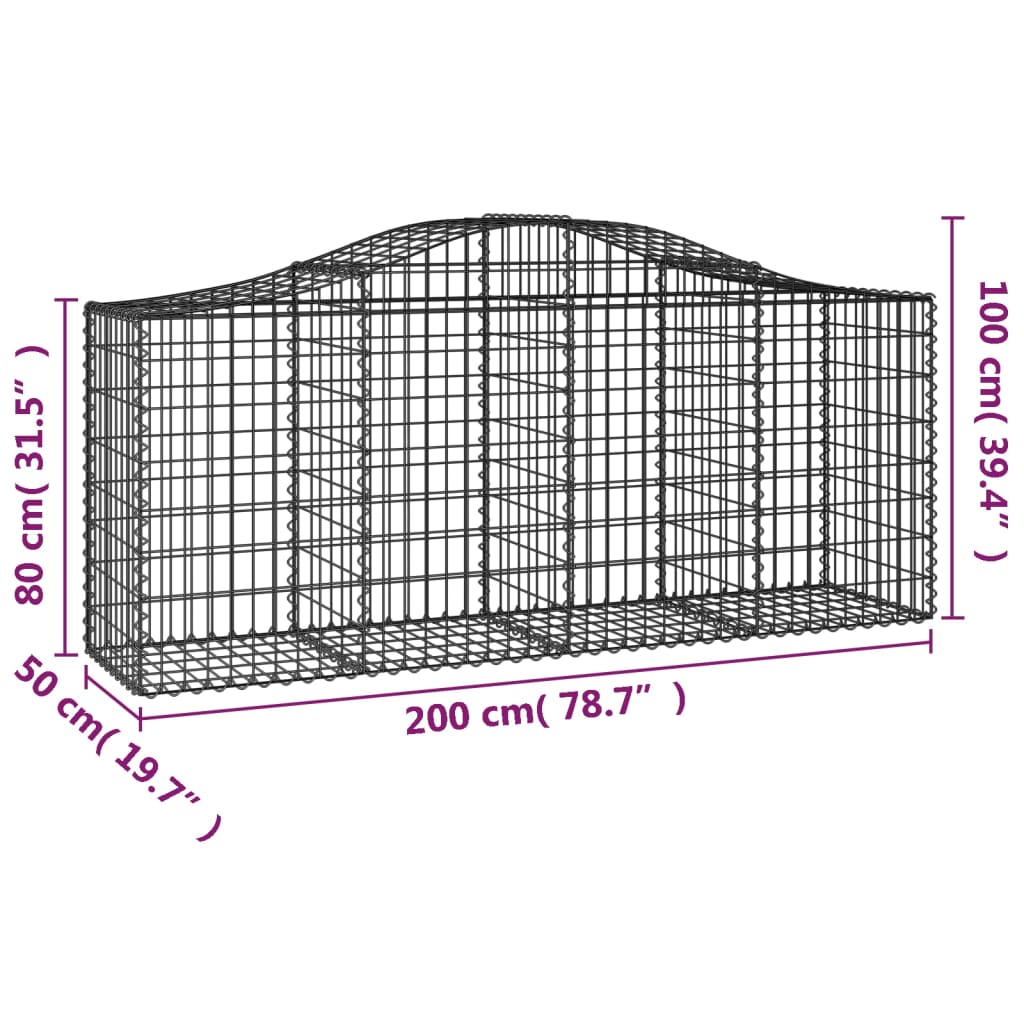 Lučne gabionske košare 8 kom 200x50x80/100 cm pocinčano željezo