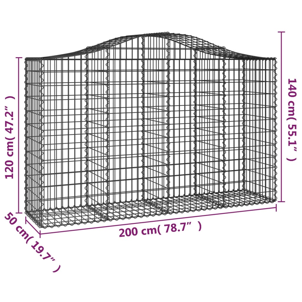 Lučne gabionske košare 12kom 200x50x120/140cm pocinčano željezo
