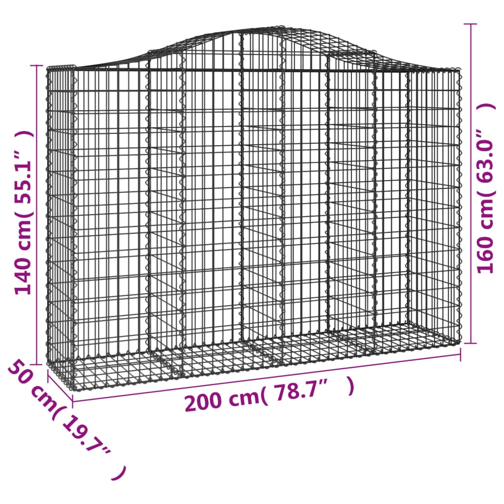 Lučne gabionske košare 50 kom 200 x 50 x 140/160 cm željezne