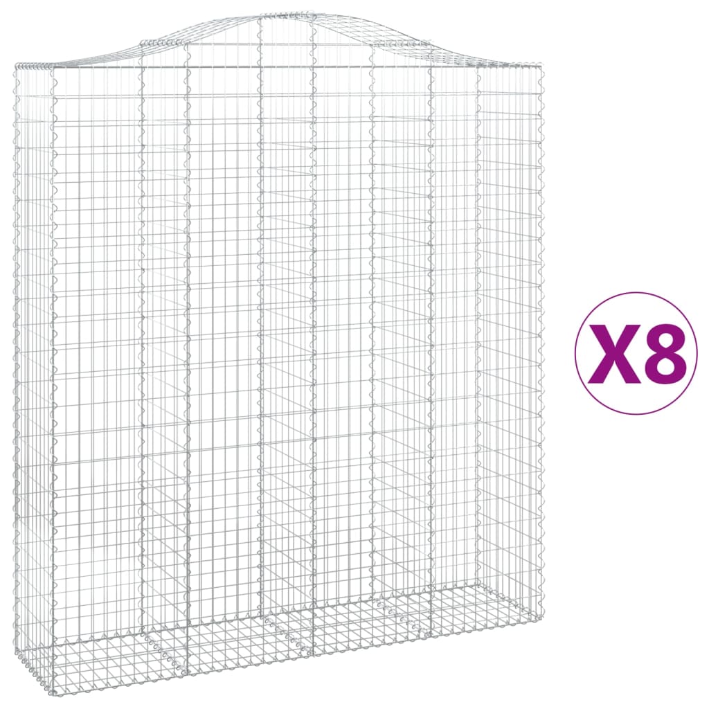 Lučne gabionske košare 8 kom 200x50x220/240cm pocinčano željezo