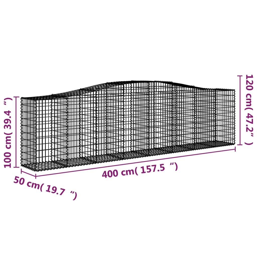 Lučne gabionske košare 5 kom 400x50x100/120cm pocinčano željezo