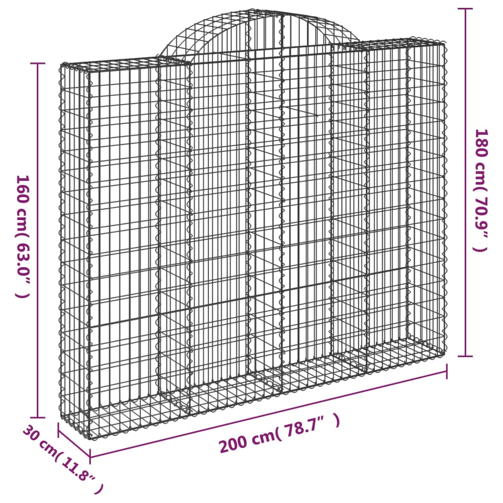 Lučne gabionske košare 3 kom 200x30x160/180cm pocinčano željezo