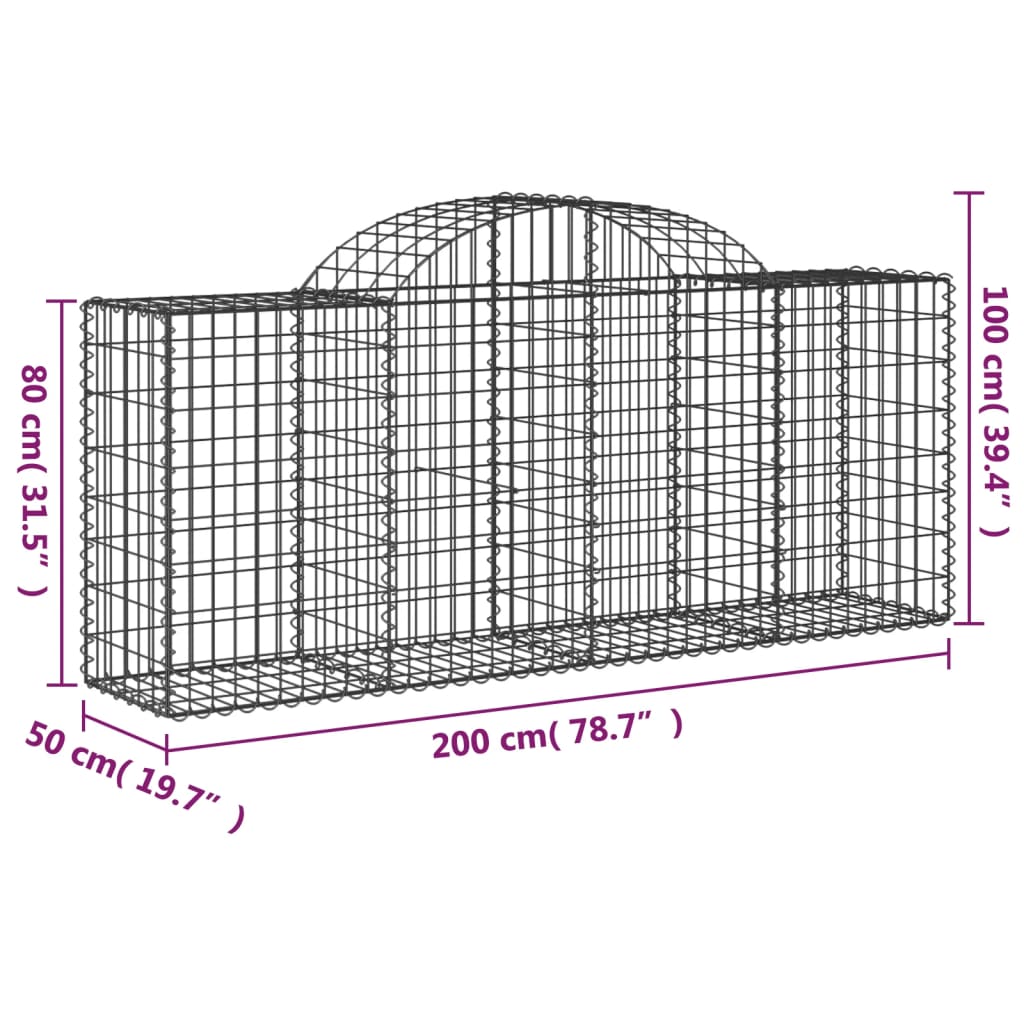 Lučne gabionske košare 3 kom 200x50x80/100 cm pocinčano željezo