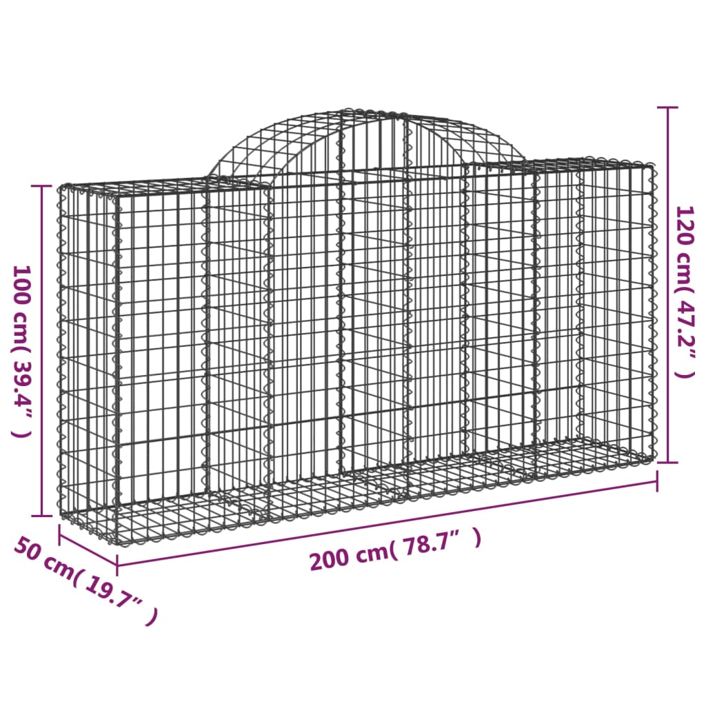 Lučne gabionske košare 3 kom 200x50x100/120cm pocinčano željezo