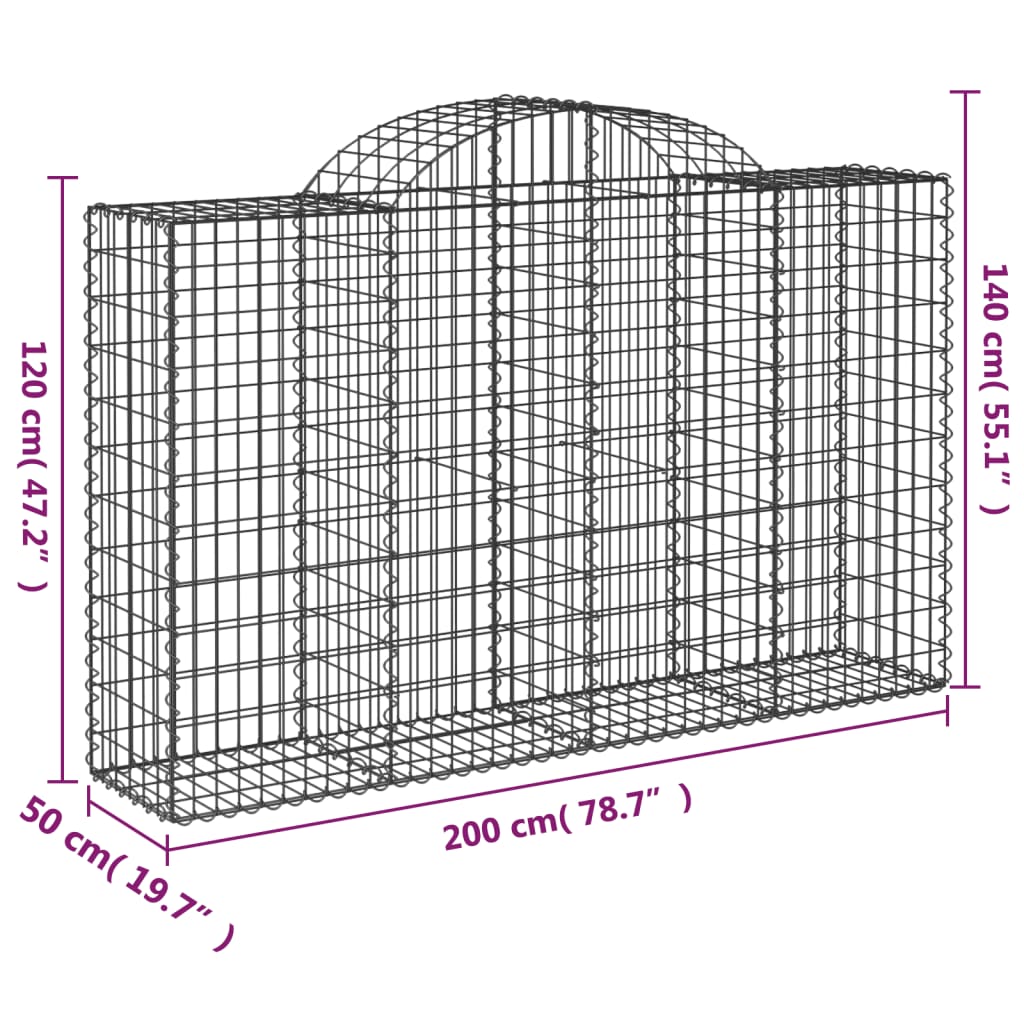 Lučne gabionske košare 3 kom 200x50x120/140cm pocinčano željezo