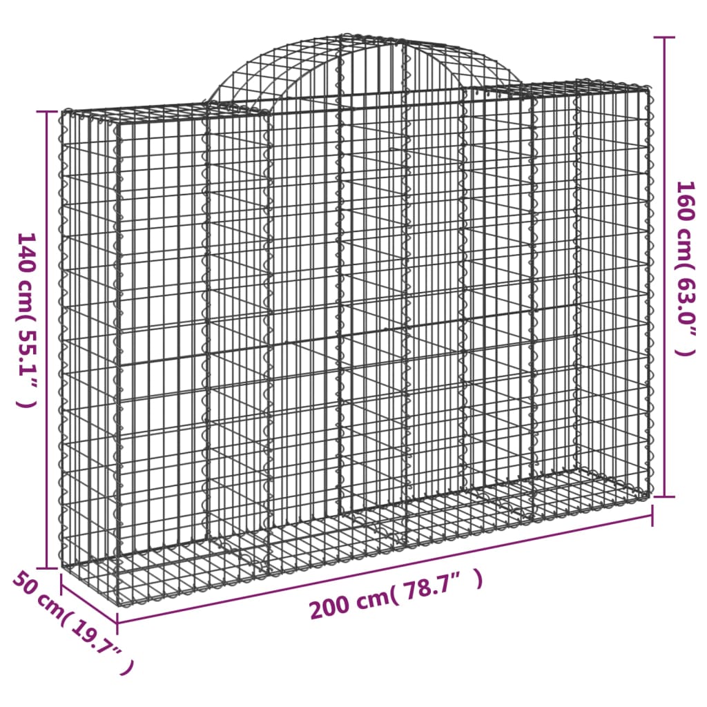 Lučne gabionske košare 8 kom 200x50x140/160cm pocinčano željezo