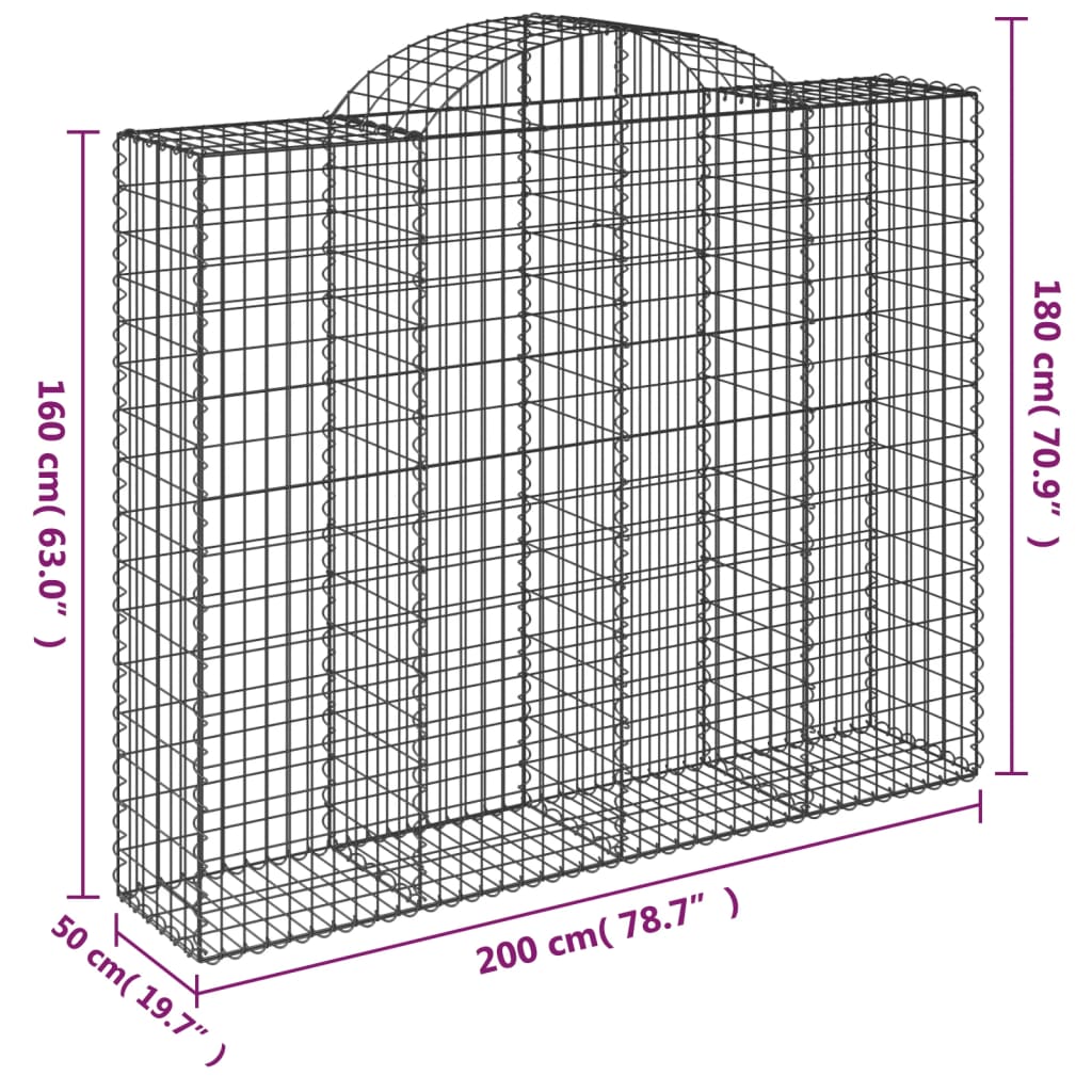 Lučne gabionske košare 11kom 200x50x160/180cm pocinčano željezo